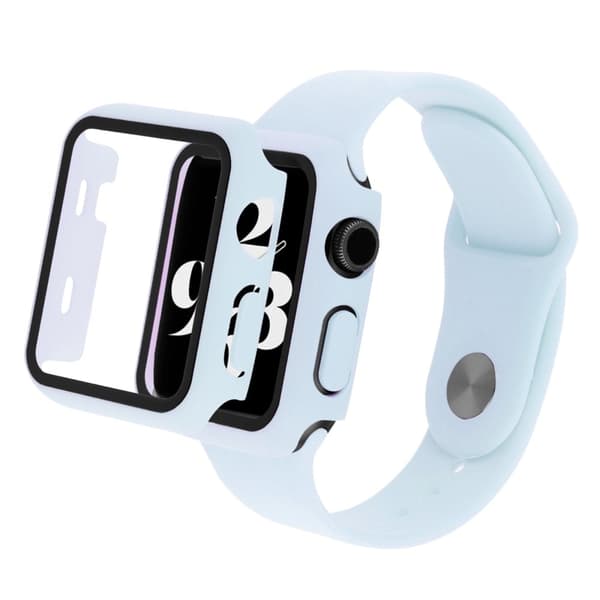 Apple Watch SE 2022 (40 mm) silikoneurrem og cover med hærdet glas - Babyblå