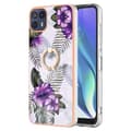 Miniatyrbillede 1 af 2: Marble Mønstret Cover med Ring Holder til Motorola Moto G50 5G - Lilla Blomster