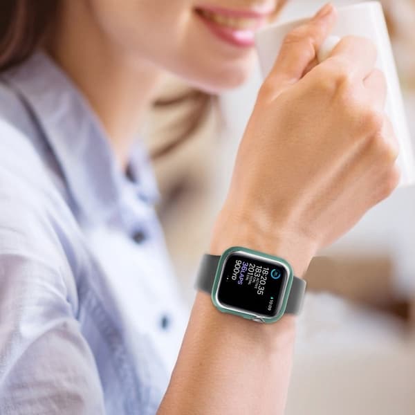 Apple Watch SE 2022 (44mm) dual color electroplating cover with tempered glass - Blackish Green / Silver
