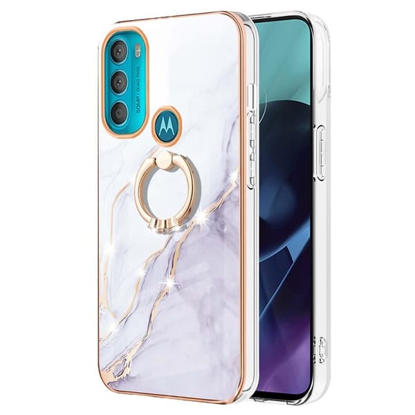 Marmormotiv Motorola Moto G71 5G skal - Vit Marmor Dimma