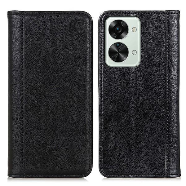 Äkta läder OnePlus Nord 2T fodral med magnetisk stängning