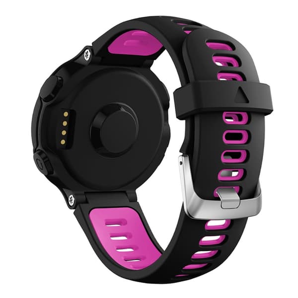 Silikonarmband med silverspänne för Garmin Forerunner-klocka - Svart / Ros