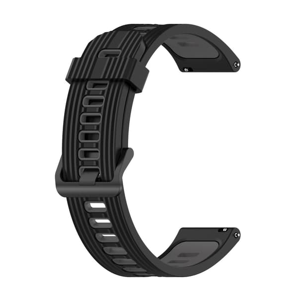 20 mm universellt klockarmband med dubbla färgstrimmor - Svart / Mörkgrå