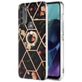 Miniatyrbild 1 av 2: Marmormotiv Motorola Moto G71 5G skal - Svarta Blommor
