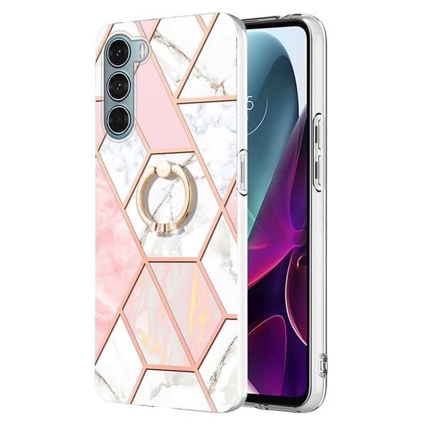 Marmormotiv Motorola Moto G200 5G / Motorola Edge S30 skal - Rosa / Vit