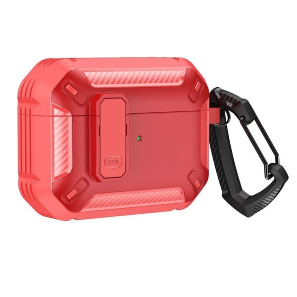 AirPods Pro 2 skyddsfodral med karbinhake - Röd