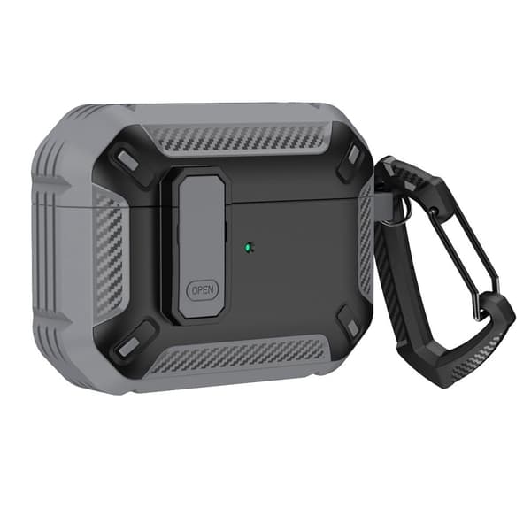 AirPods Pro 2 beskyttelsesetui med karabinhage - Grå