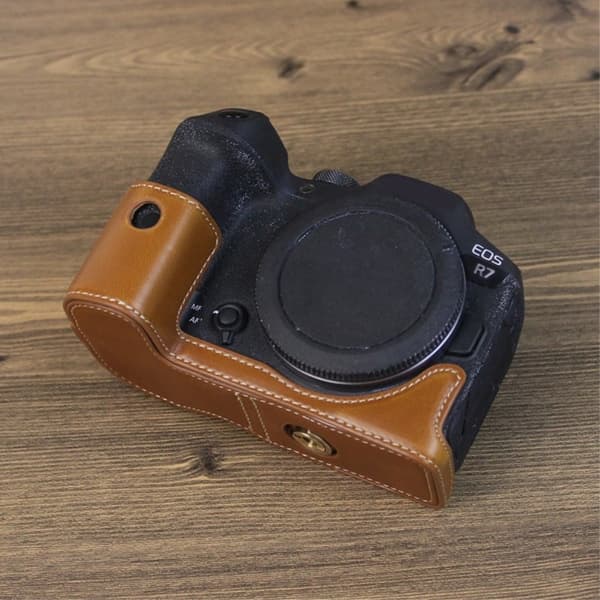 Canon EOS R7 læderbetræk til halvdelen af kroppen - Brun