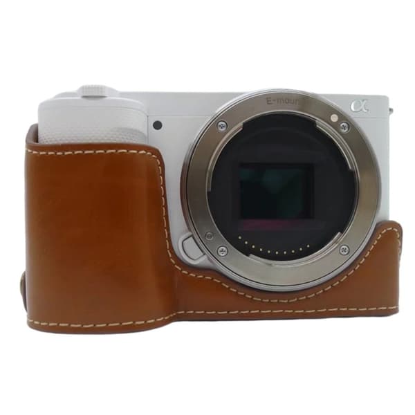 Sony ZV-E10 halvfodral i läder - Brun