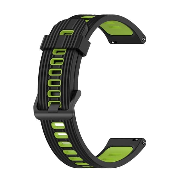 20 mm universal urrem med dobbeltfarvet stribe - Sort / Lime
