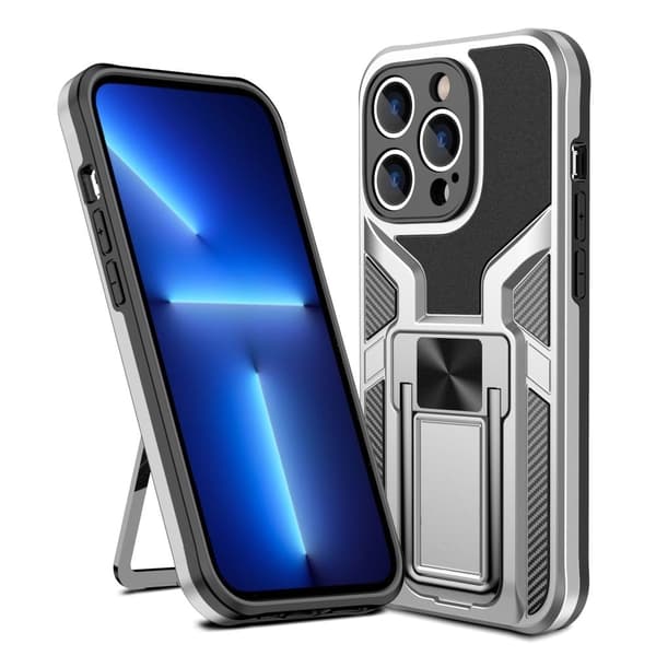 Stöttåligt iPhone 14 Pro Max hybridskal - Silver/Grå
