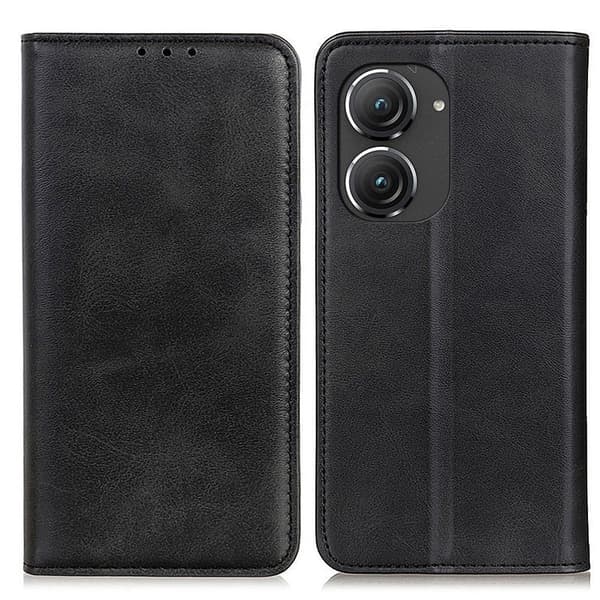 Äkta läder Asus Zenfone 9 fodral - Svart