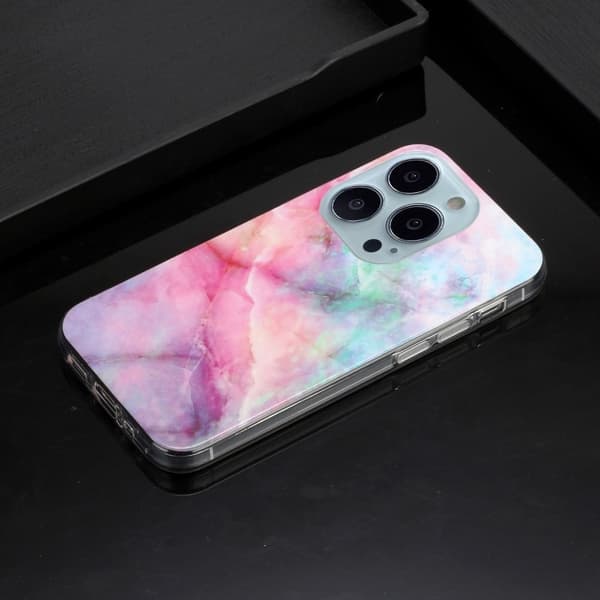 Marmormotiv iPhone 14 Pro Max skal - Rosa Grön Marmor