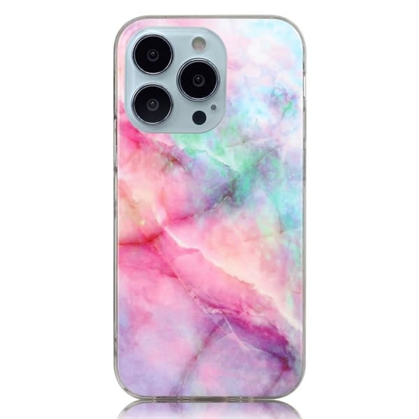 Marmormotiv iPhone 14 Pro Max skal - Rosa Grön Marmor