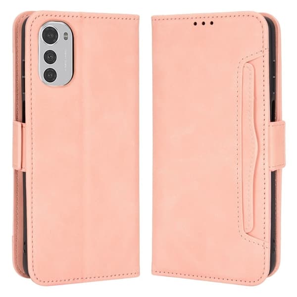 Modernt Motorola Moto E32 fodral med plånbok - Rosa