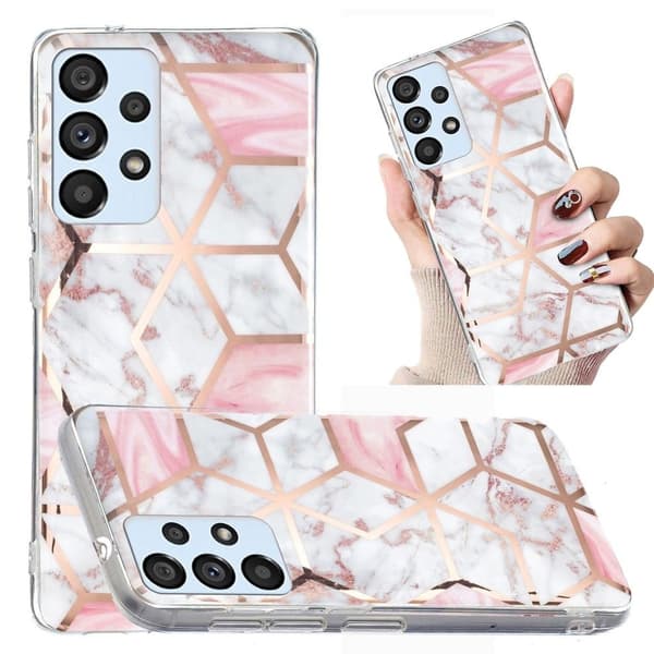 Marmormotiv Samsung Galaxy A33 5G skal - Rosa / Vit Marmor