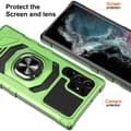 Miniatyrbild 2 av 2: Slitstarkt hårdplastskal med mjuk insida och kickstand för Samsung Galaxy S22 Ultra - Grön