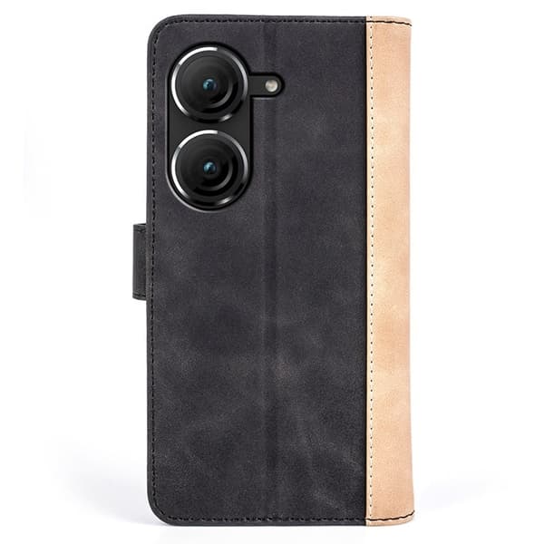 Tvåfärgat Asus Zenfone 9 fodral i läder - Svart