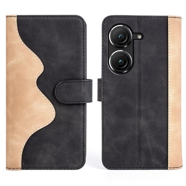 Tvåfärgat Asus Zenfone 9 fodral i läder - Svart