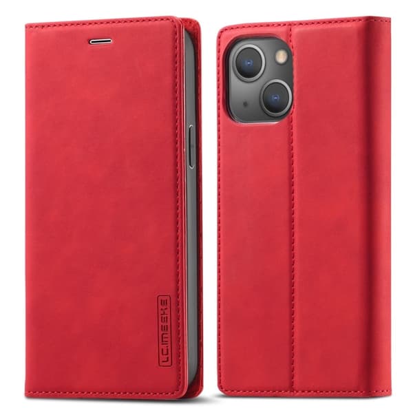 LC.Imeeke läder iPhone 14 Plus fodral - Röd