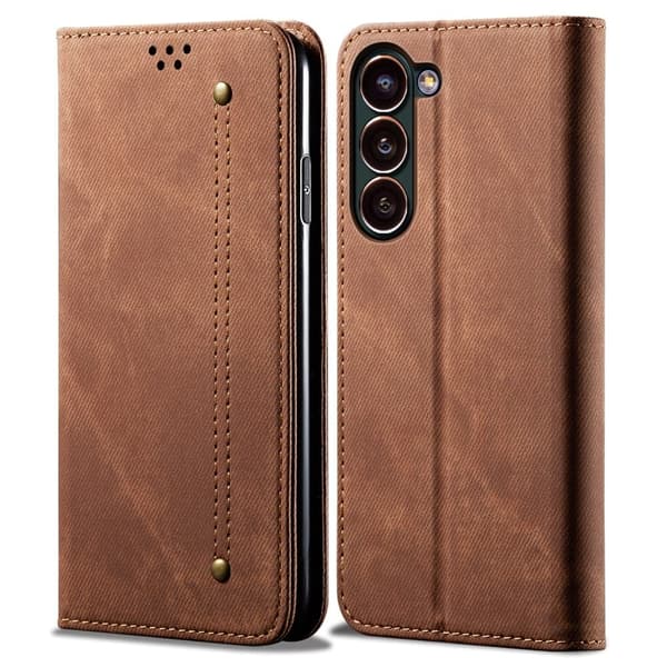 Jeans Samsung Galaxy S23 Plus Flip Etui - Kaffe