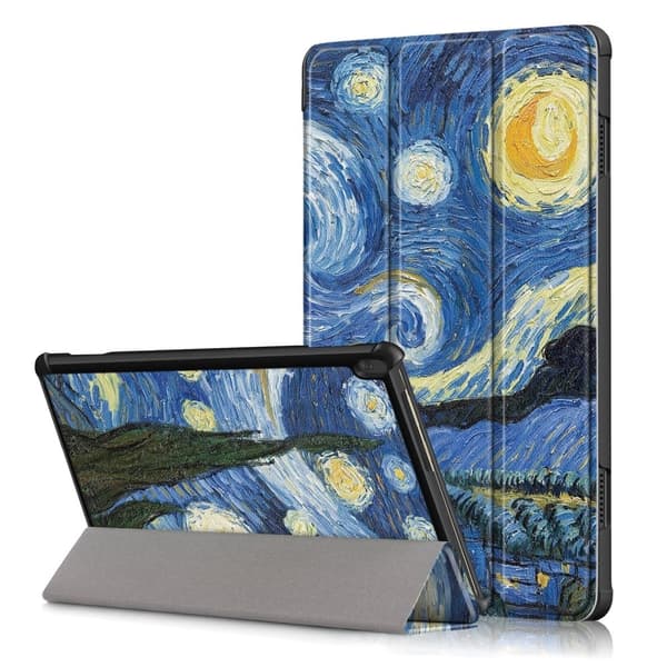 Lenovo Tab M10 läderfodral med trefaldigt mönster - Natthimmel