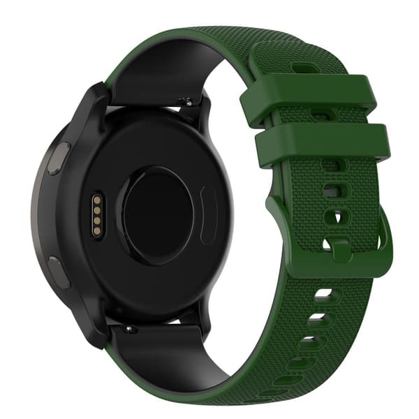22 mm universal klockarmband i silikon med tvåfärgat rutmönster - Militärgrön / Svart