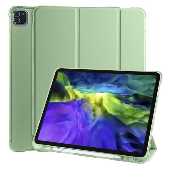 iPad Pro 11-tommer (2022) / (2021) / (2020) Tri-fold Stand Læder Smart Cover med Pen Slot - Lysegrøn