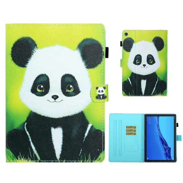 Huawei MediaPad M5 Lite 10 mönstrat flipfodral i läder - Panda