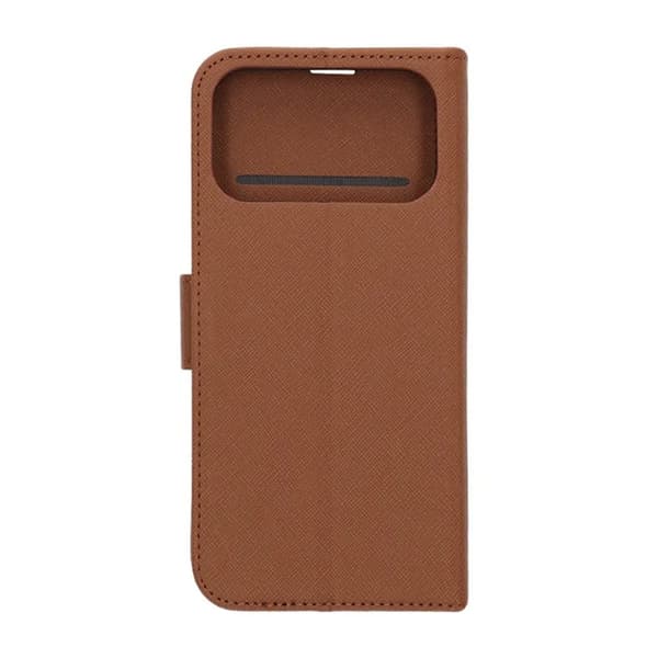 Flip Stand Leather Wallet Case For iPhone 17 Pro Max Brown CDON