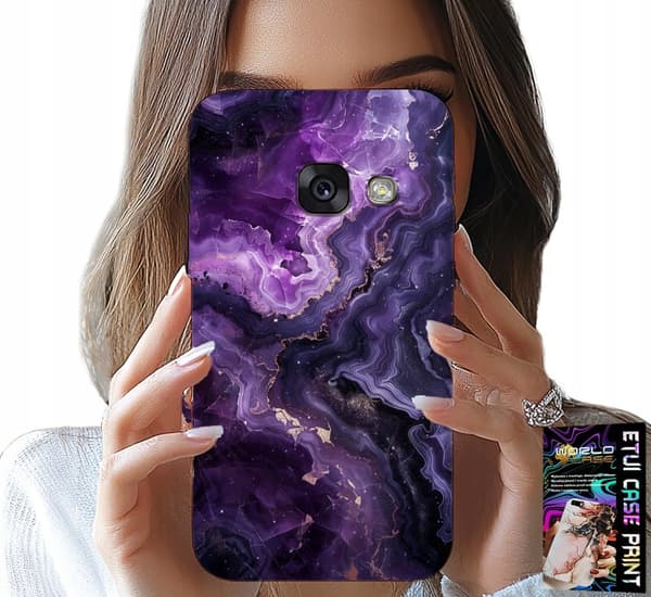 SKAL TILL SAMSUNG A5 2017 - LILA MARMOR MODIGT FEMININT + GLAS
