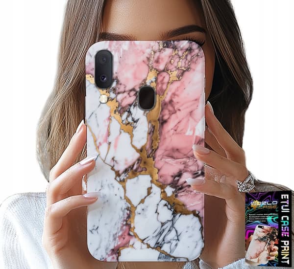 SKAL TILL SAMSUNG GALAXY A40 - ROSA VIT MARMOR, STENMÖNSTER