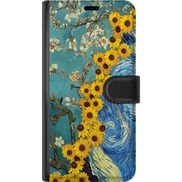 Google Pixel 9a Lompakkokotelo Van Gogh juliste auringonkukka