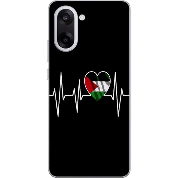 OnePlus Nord CE5 Gennemsigtig cover Palæstina hjerte med EKG linje ...