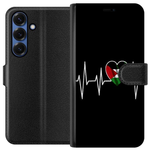 Samsung Galaxy S25+ Tegnebogsetui Palæstina hjerte med EKG linje ...
