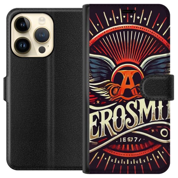 Apple iPhone 15 Pro Plånboksfodral Aerosmith logga i rött och guld ...