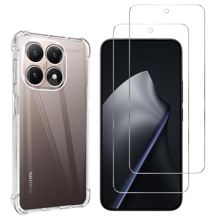 Stötsäker skal för Xiaomi 15T och 2 härdade glas skydd för skärm Phonillico®