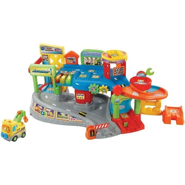 VTech Garage Multi-Atelier TutTut Bolides, mekanisk verkstadslekset med olika spår och nivåer med
