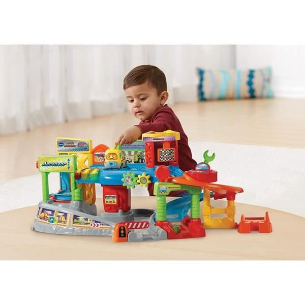 VTech Garage Multi-Atelier TutTut Bolides, mekanisk verkstadslekset med olika spår och nivåer med