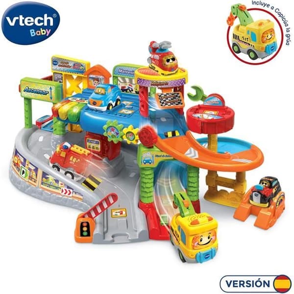 VTech Garage Multi-Atelier TutTut Bolides, mekanisk verkstadslekset med olika spår och nivåer med