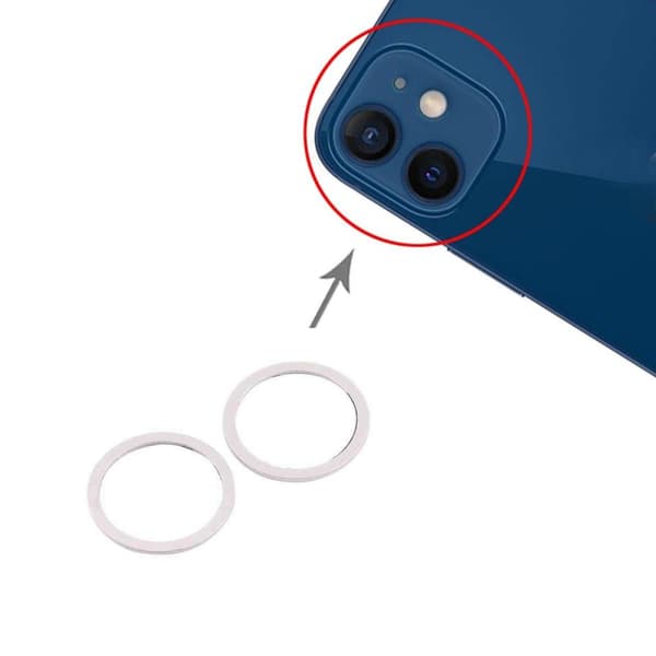 iPhone 12 Mini Linsskydd med Metallram - Vit (2-pack)