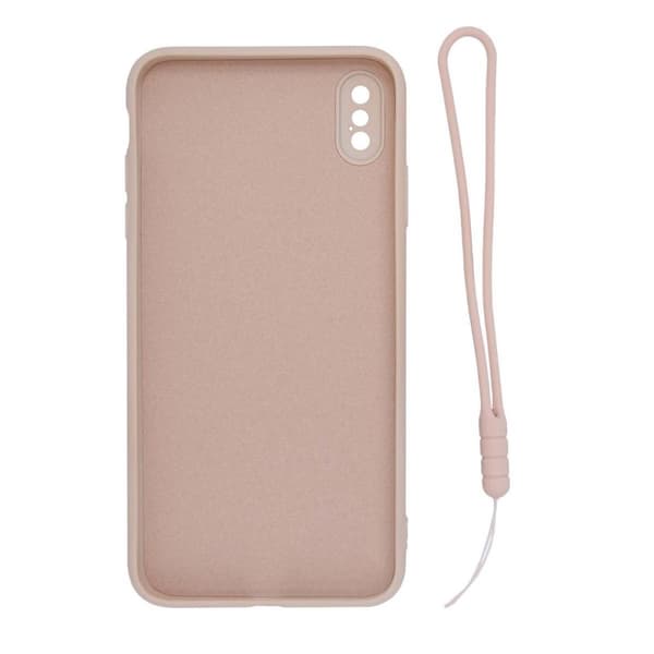 iPhone X/XS Silikonskal med Ringhållare och Handrem - Rosa