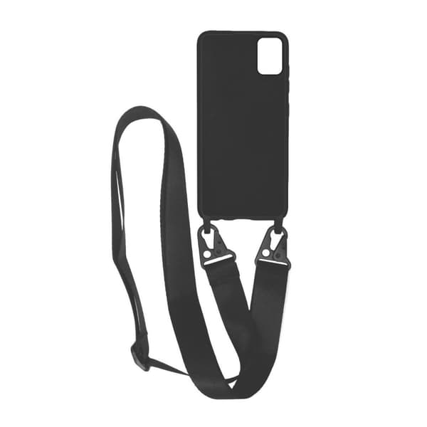 Samsung A71 Silikonskal med Rem/Halsband - Svart