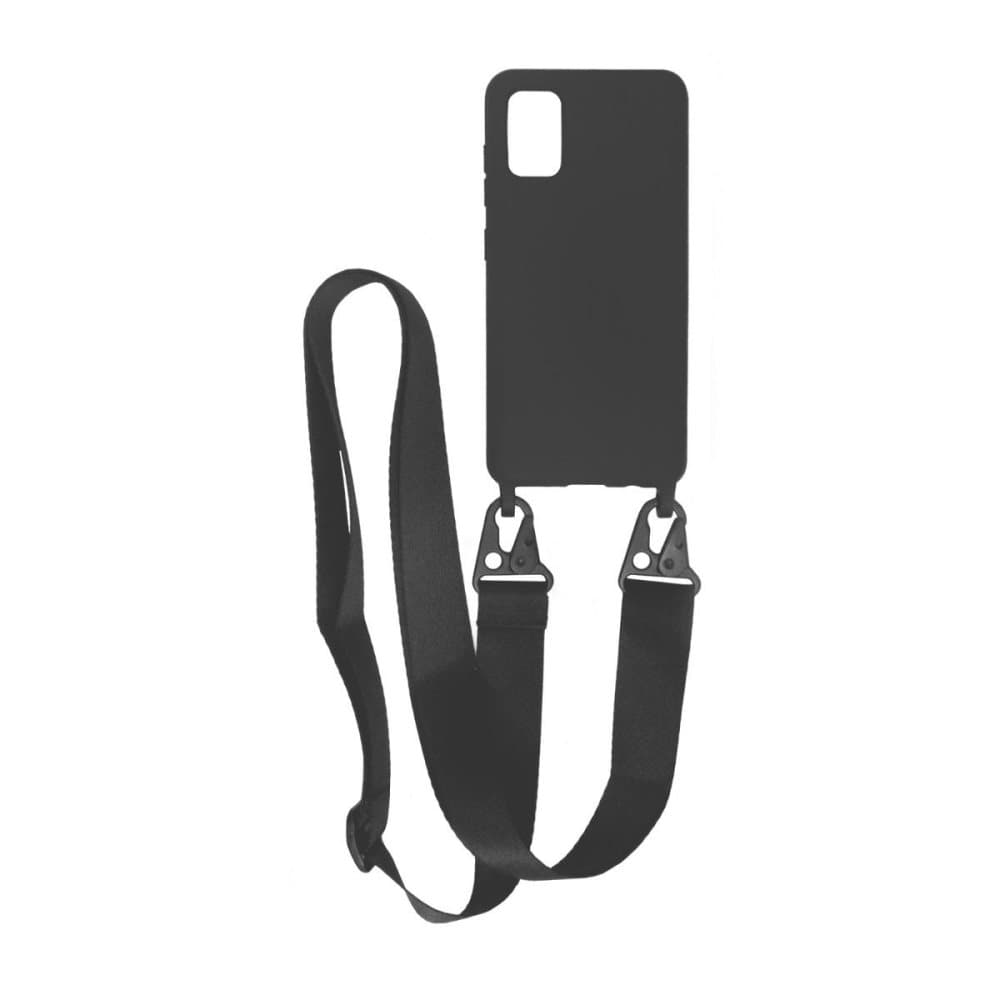 Samsung A41 Silikonskal med Rem/Halsband - Svart