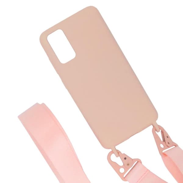 Samsung Galaxy S20 Silikonskal med Rem/Halsband - Rosa