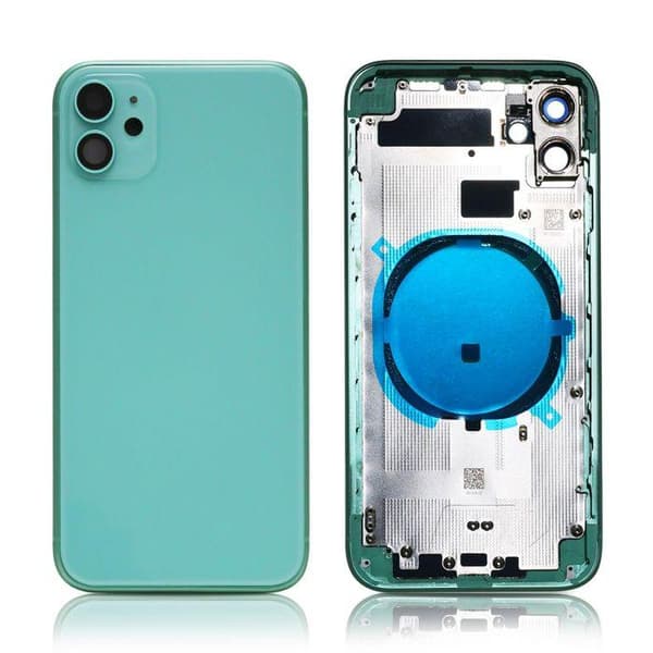 iPhone 11:n takaosa, jossa on pieniä osia - vihreä