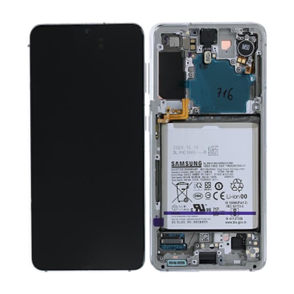 Samsung Galaxy S21 5G (SM-G991B) Skärm/Display Original + Batteri Original - Vit