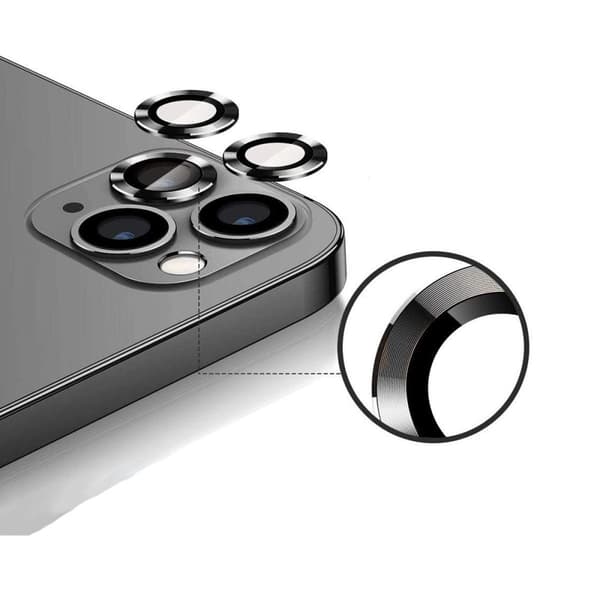 iPhone 12 Pro Max Linsskydd med Metallram - Grå (3-pack)