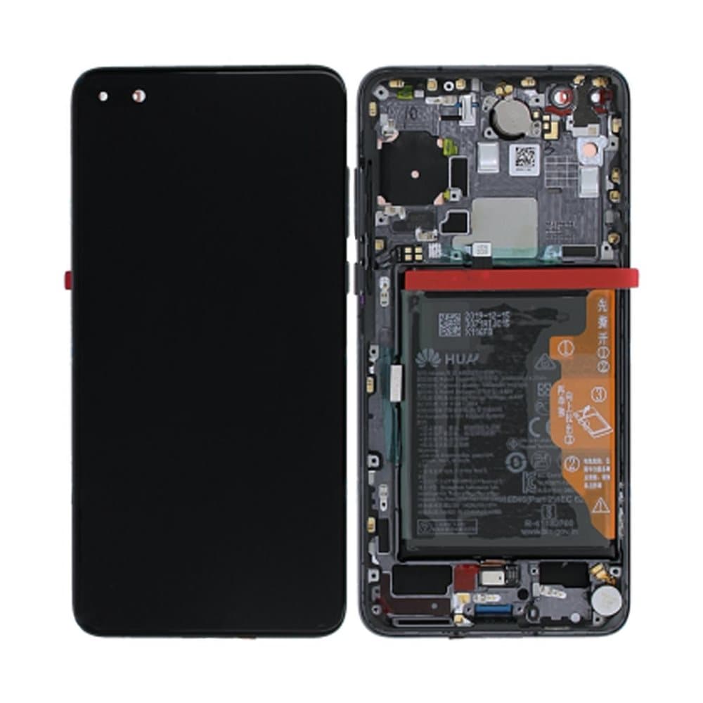 Huawei P40 Skärm/Display med Batteri Original - Svart