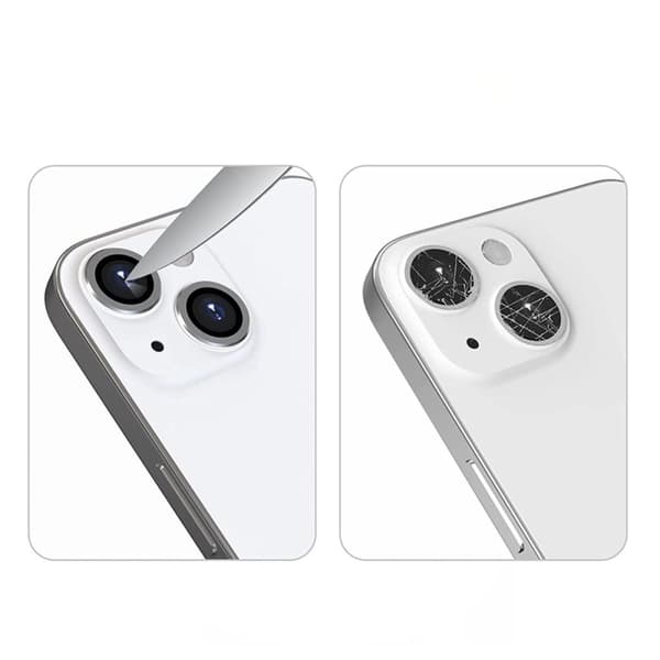iPhone 13/13 Mini Kameralins skydd med Ram - Silver